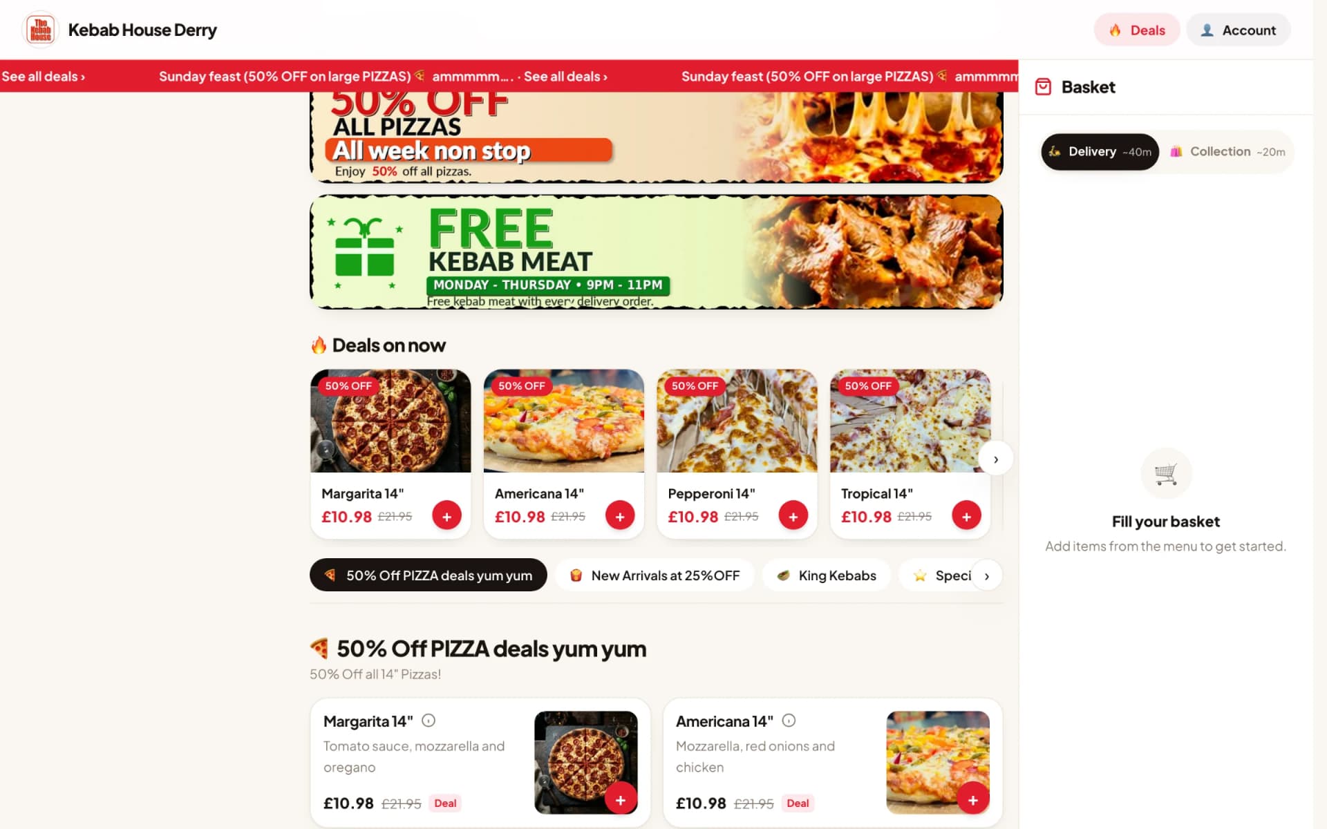 The Kebab House Derry ordering website